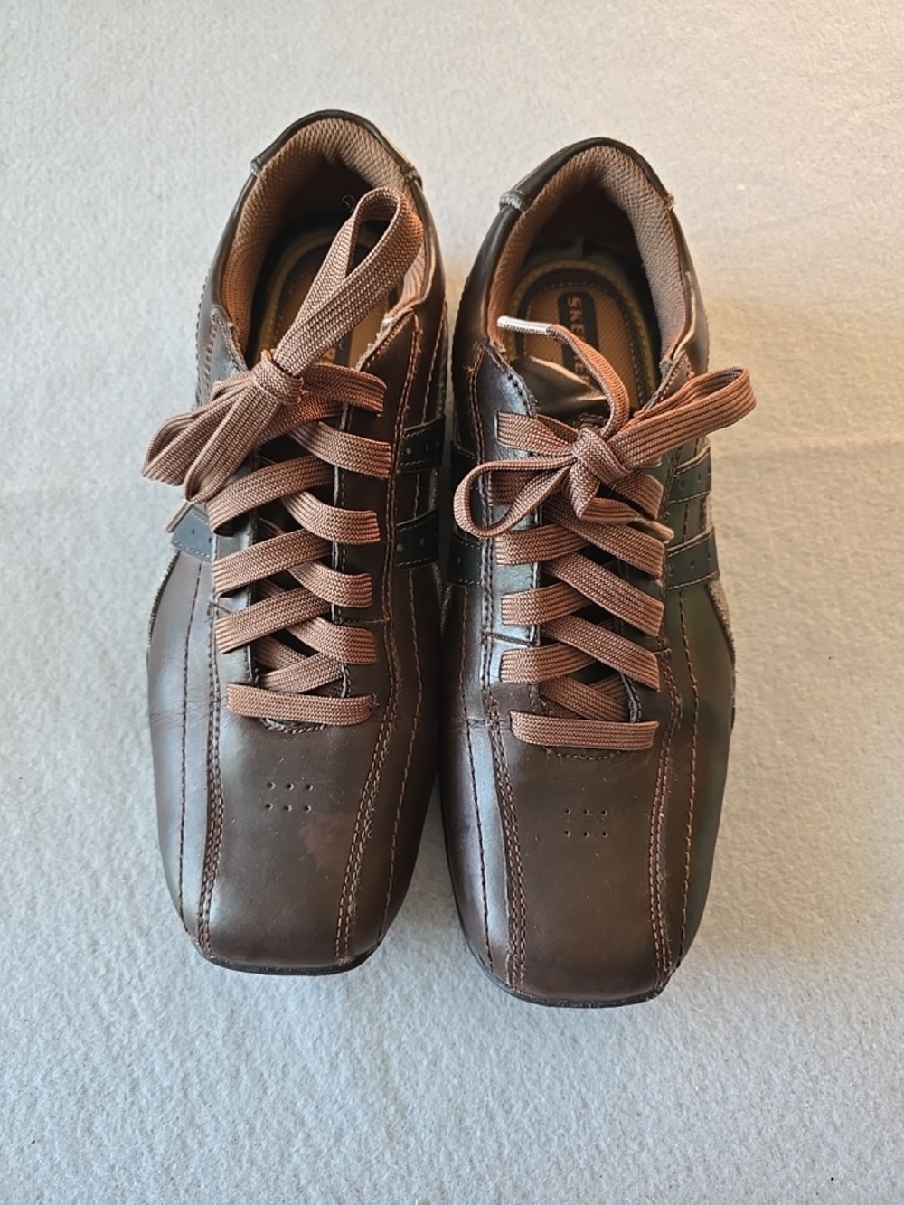Y2K Skechers Talus Burk Square Toe Shoes Relaxed Step Leather 63384 Size 10.5